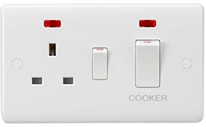 Knightsbridge CU8331 Curved Edge 45 A DP Switch, White