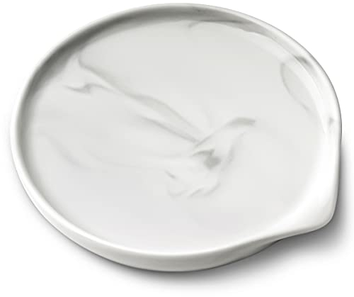 Grand repose-cuillère, repose-cuillère en céramique pour comptoir de cuisine, passe au lave-vaisselle, support de cuillère décoratif en marbre pour cuisine, 14 cm