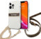 GUESS GUHCP13LKC4GBGO Case for iPhone 13 Pro / 13 6.1 Inch Transparent 4G Brown Strap Gold Chain, Red
