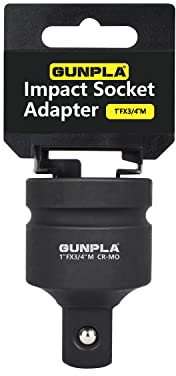 GUNPLA Impact Socket Adapter Chrome Molybdenum Steel 1 Inch Square Drive Female 3/4 Inch Drive Male, Ball Detent End Adapters for Wrenches, Breaker Bars Ratchets