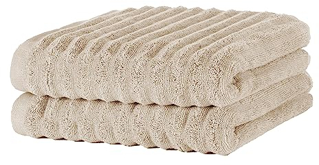 Merana Oslo Handtuch Set | schnelltrocknend, weich & fusselfrei | Frottier Luxus Qualität | 100% Baumwolle Frottee | Oeko-TEX | 590 GSM | Händehandtuch & Haartuch | Beige (2 x Handtücher 50x100cm)