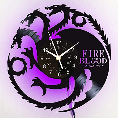Game of Thrones Schallplatten-Wanduhr Winter kommt Vinyl-Schallplatte hängende Uhr Geburtstagsgeschenk Heimdekoration Schwarz 30cm
