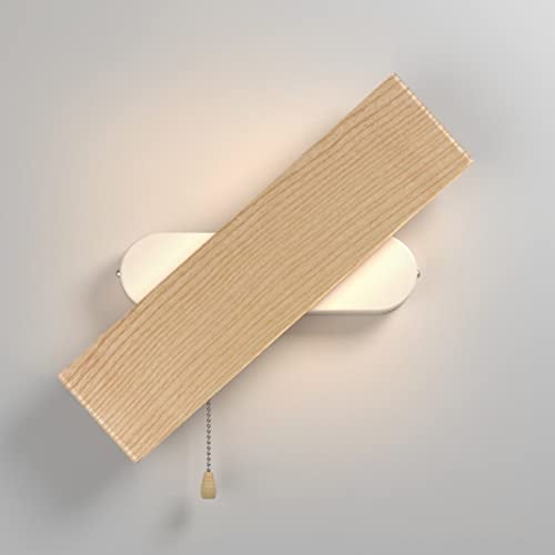 Martll Wandleuchte LED Wandlampe Innen Holz Wandbeleuchtung mit Schalter 360° Drehbare Wandlicht für Wohnzimmer Schlafzimmer Treppenhaus Flur Warmweiß Nachttischlampe (32cm)