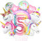 Luftballon Einhorn 5, 3D Folienballon Einhorn, Zahl 5 Folienballon, XXL Unicorn Ballon Set, Luftballon Regenbogen Stern Herz, für Mädchen Geburtstags Festival Party Dekoration