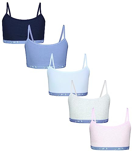 TupTam Mädchen Bustier mit Spaghettiträger 5er Pack, Farbe: Sportive Life Dunkelblau Blau Rosa, Größe: 152-158