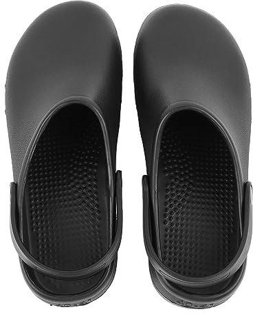 Zapatos de trabajo de cocina, zapatos de trabajo de chef impermeables EVA suave suela gruesa para sala de operaciones, Negro -, Large