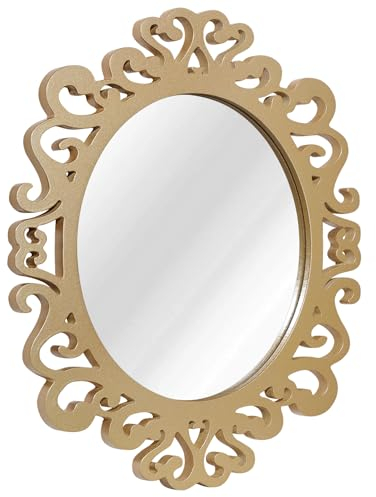 AOAOPQ Kleine Gold Wandspiegel für Flur Dekor Holz geschnitzt Oval Vintage Spiegel hängenden Spiegel für Schlafzimmer Wohnzimmer Wohnung Eingang Home Decor