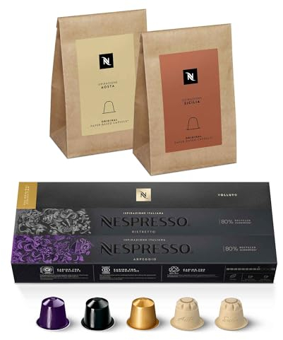 Nespresso Original - Bundle Découverte 50 Capsules de Café Espresso et Ispirazione Italiana - 10x Arpeggio, 10x Ristretto, 10x Volluto, 10x Ispirazione Aosta, 10x Ispirazione Sicilia