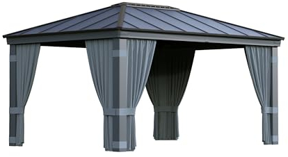 Palram - Canopia Vorhang-Set für Dallas Pavillon, 30,5 x 40,6 cm, Vorhänge für Privatsphäre und Wetterschutz, Verstellbarer Luftstrom, einfache Selbstmontage, waschbar, 4 Stück (nur Vorhänge)
