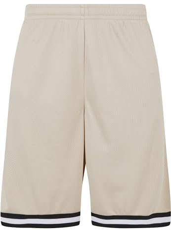 Urban Classics Herren Shorts Stripes Mesh Shorts, lässige Mesh Shorts für Männer, Straight Leg, erhältlich in verschiedenen Farbvarianten, Softseagrass/Black/White, XXL