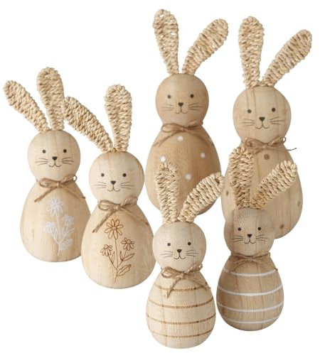 BOLTZE 3X Hase Sanela Holz Natur Höhe 12-17 cm Ostern Osterhase