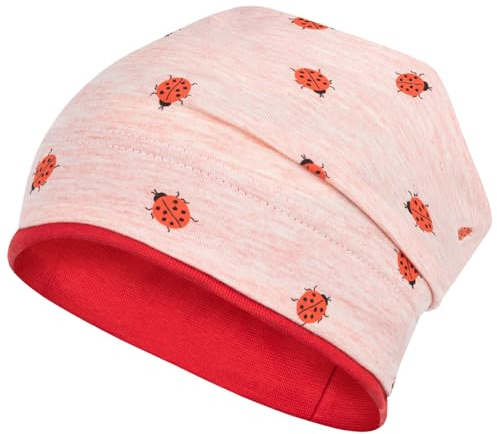 Smarilla Mädchen Mütze Übergangsmütze Beanie Blumen Frühling Herbst Baumwolle, Bekleidungsgröße: 54-56, Farbe: Rosa-Rot