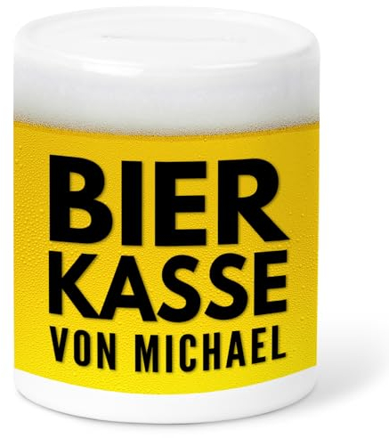 Sauf Spardose Bierkasse personalisiert mit Namen für Erwachsene Bier Kasse Sparbüchse Sparschwein Gelddose Geldgeschenk aus Keramik