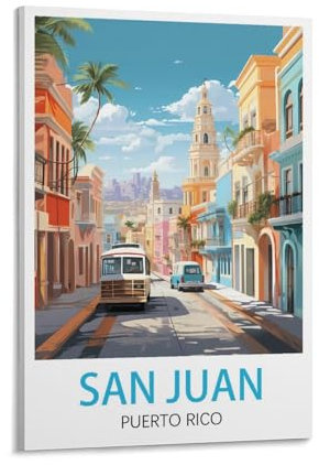 LHJOIUN San Juan Puerto Rico Vintage-Reiseposter, 30 x 45 cm, Kunstdruck auf Leinwand, für Wohnzimmer, Schlafzimmer, Heimdekoration, moderne Kunst