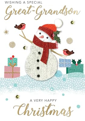 Embellished Great-Grandson Champagne Hand-Finished Christmas Greeting Card XCDC456