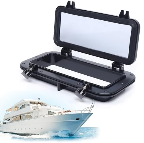 Boat Porthole Black, Rectangle Opening Portlight Porthole, Opening Window Port Hole Portlight Hatch with Tempered Glass, Ultraviolet Resistant, for Boat Yacht RV, 40x20cm