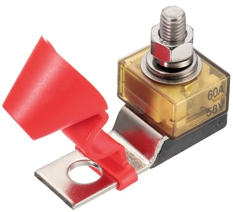 sourcing map 60A Terminal Fuse, 58V DC Marine Rated Battery Fuse with Waterproof Terminal Block for Circuit Protection in Automobiles and Ships