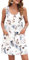 MOLERANI Summer Dresses for Women - Sleeveless Ladies Dress Casual Round Neck Women Dress with Pockets Floral White S
