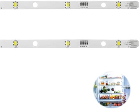 2 LED-Lichtleiste Kühlschrank 1629348 DC12V Ersatzlampe Beleuchtung | Helligkeit kaltweiss klar, Spannung direkt stabil, Einbau Steckverbindung einfach, Passung gängiger Modelle, Lichttechnik
