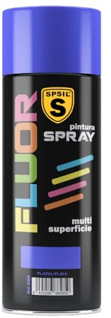 SPSIL Pintura Spray Brillante Azul Fluor(pack of 1) 400ml, Metal Secado RápidoPintura Profesional Interior Exterior, Aplicación Fácil en Madera Plástico, DIY Decoración Muebles Automóviles