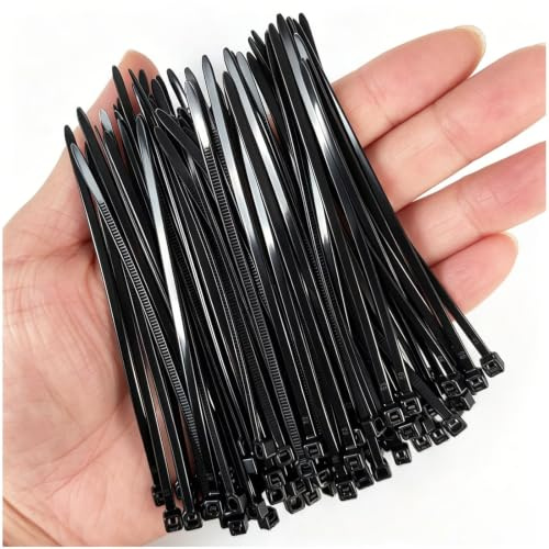 100 Pack Small Cable Ties Black 100mm x 2.5mm - Premium Small Zip Ties | Nylon Tie Wraps UV Resistant Self-Locking Plastic Ties for Cables, Wire Ties for Home, Garden, Office & DIY
