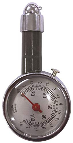 Streetwize - Round Metal Tyre Pressure Gauge - 10-40 PSI - Analogue Tyre Gauge