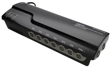 6 Way 4G Ready VHF UHF TV Aerial Distribution Powered Amplifier & DC By-Pass [6 way]