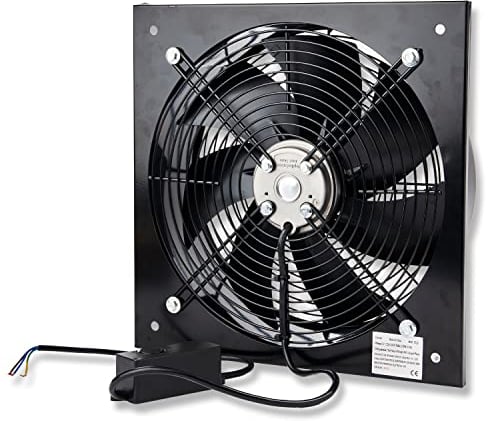 Commercial Extractor Industrial Ventilation Axial Exhaust Blower Flow Air Plate Fan 16 Inches 400MM Black (Heavy Duty Metal with Speed Control Regulator)