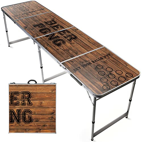 Beer Pong Offizieller Offizieller, zusammenklappbarer und transportabler Tisch mit kratzfester - Zugelassen für Biere Pong Turniere - Alkoholspiel für lustige Abende unter Kumpels
