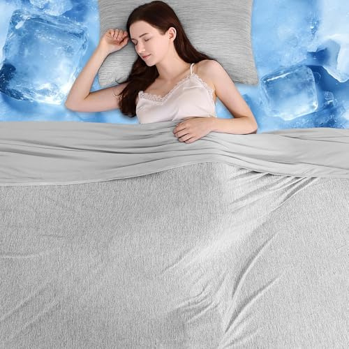Cooling Blanket for Hot Sleepers Night Sweats Japanese Q-Max>0.4 Arc-Chill Cooling Fiber Keep Adults/Children Cool All Night Twin Size Cool Summer Blanket 59 X 79in Soft Breathable All-Season-Gray