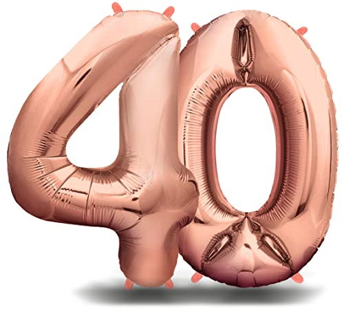 envami® Palloncini Compleanno 40 Anni Oro Rosa 101 CM - Palloncino Numero 40 - Numeri Gonfiabili Compleanno - Decorazioni Compleanno - Palloncino 40 Anni Compleanno - Vola con l'Elio