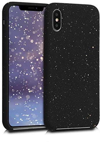 kwmobile Cover in silicone compatibile con Apple iPhone X - con protezione per fotocamera - Custodia in silicone TPU e microfibra - Back Cover Schizzi bianco/nero