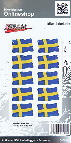 BIKE-label Auto Aufkleber 3D Länder Flaggen Schweden 30 x 20 mm 300906