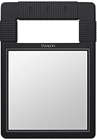 TASALON Unbreakable Handheld Mirror with Silicone Handle, Black