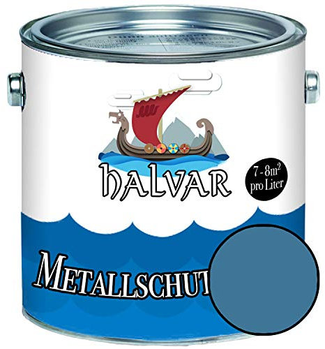 Halvar Metallschutzlack MATT Blau RAL 5000-5024 Metallfarbe besonders robuster Kunstharzlack Wetterbeständig & perfekter Langzeitschutz Metall (1 L, RAL 5007 Brillantblau)