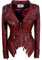 SX Damen Bikerjacke mit Nieten und perfekt formenden Kunstleder - Rot - X-Large