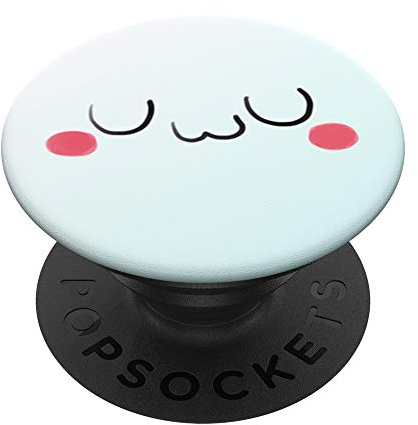 pink & black uwu with light blue background PopSockets PopGrip: Ausziehbarer Sockel und Griff für Handys/Tablets mit Tauschbarem Top