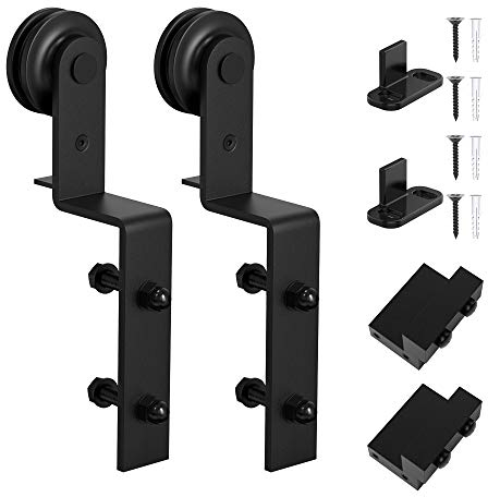 WINSOON Sliding Barn Door Hardware Rollers, Single Track Bypass System 2Pcs Hangers Hardware Accessories, I Shape Design Roller KIt