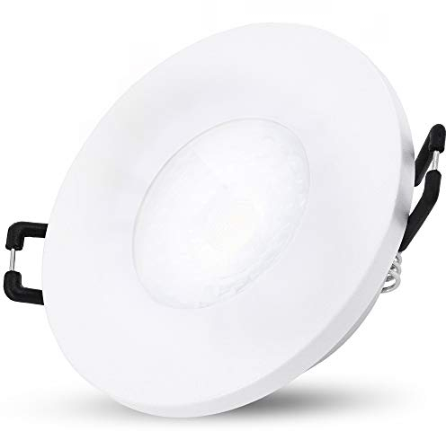 SSC-LUXon BEDA Spot IP65 weiß mit LED Lampe GU10 38° Abstrahlwinkel 3W neutralweiß - Deckenspot 230V Leuchtmittel tauschbar