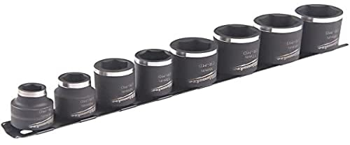 8 vasos cortos Shockwave de 3/8 en soporte raíl, 8/10 / 12/13 / 16/17 / 18/19, en raíl metálico