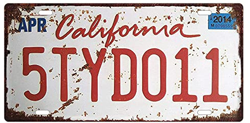 BAYABU CA California 5TYD011 Vintage Feel Home Wanddekoration Auto Fahrzeug Auto Nummernschild Metall Blechschilder geprägte Tag Größe 15,2 x 30,5 cm