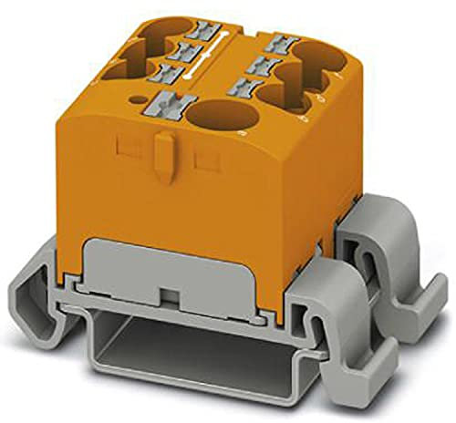 PHOENIX CONTACT PTFIX 10/6X4-NS35A OG Verteilerblock, 57 A, Anzahl der Anschlüsse 7, Querschnitt 0,5 mm²-10 mm², AWG 20-6, Breite 27,9 mm, Orange, 8 Stück