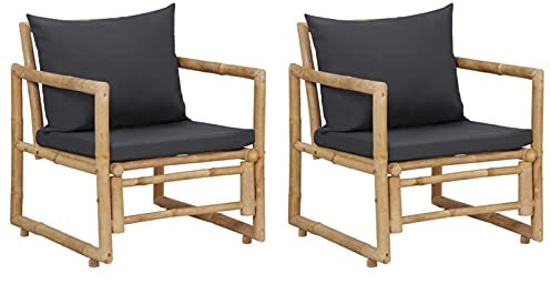 Susany Chaises de Jardin avec Coussins Fauteuil en Bambou 2 pcs