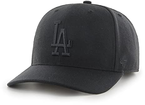 '47 MLB Los Angeles Dodgers Cold Zone MVP DP Unisex-Baseballkappe, Verstellbar, Hochwertiges Design, Black Logo, Black