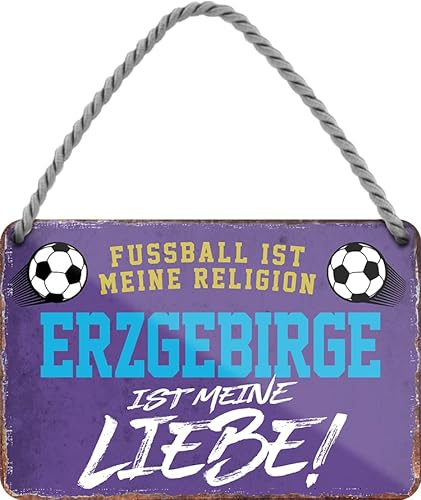 schilderkreis24 – Fußballschild “Fussball Religion Erzgebirge“ Deko Garage Artikel Sport Verein Geschenkidee Club Weihnachten Fußball Fan Liebhaber Begeisterte 18x12 cm