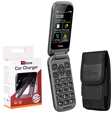TTfone TT970 Whatsapp 4G Touchscreen Senior Big Button Flip Mobile Phone - Easy and Simple to Use (Bundle Deal)