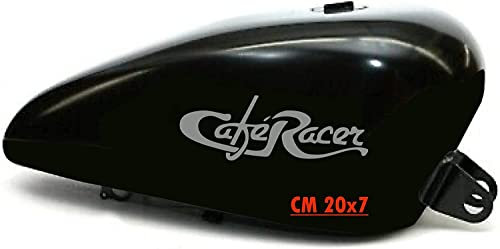 Kit 2 adesivi moto serbatoio CAFE RACER harley custom vintage cod. 1685 (074 GRIGIO MEDIO, OPACO (matt_opaque))