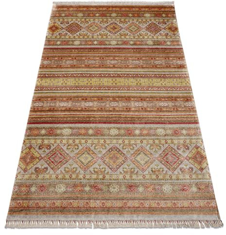 Teppich HERIZ A0986B Orientalisch beige / burgund - für das Wohnzimmer, Schlafzimmer, Jugendzimmer, Flur Bambusgarn, exklusiv, stilvoll 200x290 cm