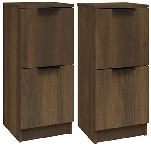 vidaXL 2X Sideboard Kommode Anrichte Schrank Beistellschrank Mehrzweckschrank Standschrank Flurschrank Braun Eichen-Optik 30x30x70cm Holzwerkstoff