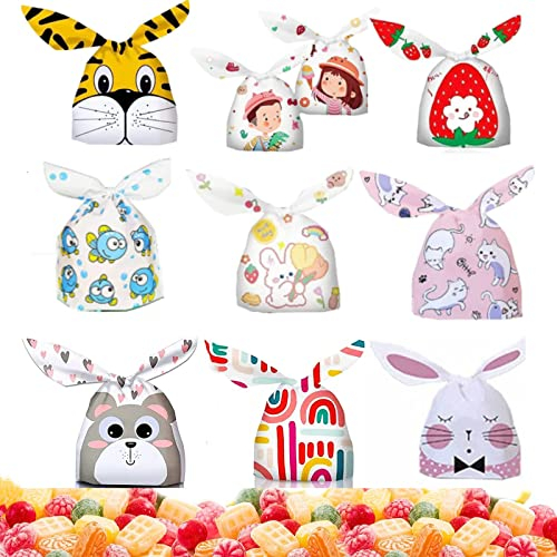 50 Pezzi Sacchetti Coniglietto Confetti Borsa di Regalo, Sacchetti Regalo di Natale, Compleanno porta Caramelle Biscotto per Festa Partito Nozze Pasqua Confetti Festa Natale, 10 Stili